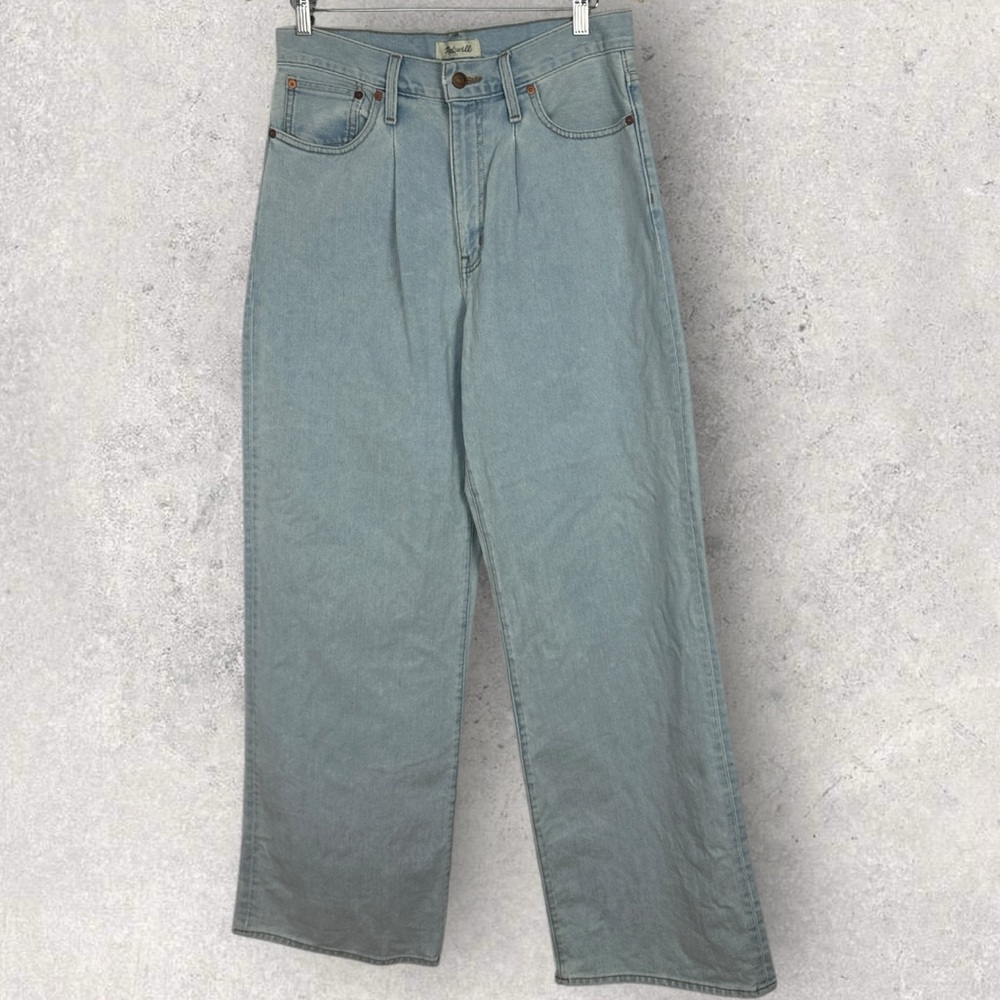 Madewell Superwide-Leg Jeans Olcott Pleated Womens Size 29 Light Blue Denim Boho